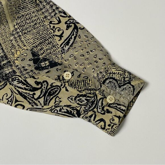 Vintage Details Express 100% Silk Button Front Floral Paisley Blouse Women's LG - Picture 15 of 16